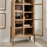 Charles Ted Oslo Arched Elm Wood Display Cabinet with Glass Doors – 5 Shelf Unit