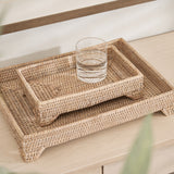 Charles Ted Kempsford Whitewash Woven Tray on Feet | Available in Two Sizes