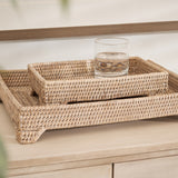 Charles Ted Kempsford Whitewash Woven Tray on Feet | Available in Two Sizes