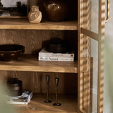 Charles Ted Oslo Arched Elm Wood Display Cabinet with Glass Doors – 5 Shelf Unit