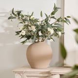 Charles Ted Aria Beige Minimalist Round Ceramic Vase – Modern Matte Neutral Home Decor
