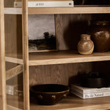 Charles Ted Oslo Arched Elm Wood Display Cabinet with Glass Doors – 5 Shelf Unit