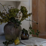 Three stems of lifelike Pussy Willow stems with green leaves