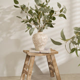 Charles Ted Rustic Wooden Stool - Handcrafted Solid Wood Accent Seat