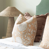 Charles Ted Elara Floral Linen Cushion | Ocre