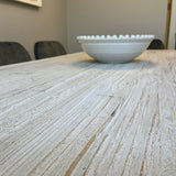 Charles Ted Arlington Rustic Farmhouse Old Pine Wooden Dining Table | Limewashed Finish