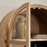 Charles Ted Oslo Arched Elm Wood Display Cabinet with Glass Doors – 5 Shelf Unit