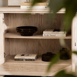 Charles Ted Longbourn Heritage Oak 4-Door Sideboard Buffet – Whitewashed Finish