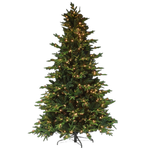 7.5FT LED Pre Lit Realistic Faux Christmas Tree with Pinecones decorated with warm white LED lights
