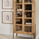 Charles Ted Oslo Arched Elm Wood Display Cabinet with Glass Doors – 5 Shelf Unit