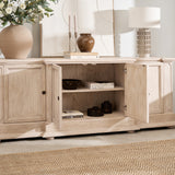 Charles Ted Longbourn Heritage Oak 4-Door Sideboard Buffet – Whitewashed Finish