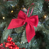 Charles Ted Set of Two Red Felt Bows Christmas Tree Decorations