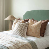 Charles Ted Bellevue Boho Floral Decorative Throw Cushion – White and Ocre Jacquard Pillow