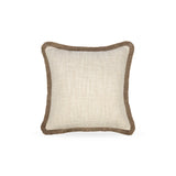 A beautiful herringbone pattern cushion in beige
featuring a luxury mushroom coloured fringe detail to the edges.
This stunning linen cushion adds a touch of sophistication to any room. 
 
Dimensions
50cm x 50cm
Handwash Only
Includes feather inner
