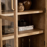 Charles Ted Oslo Arched Elm Wood Display Cabinet with Glass Doors – 5 Shelf Unit