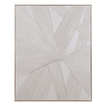 Abstract intersecting line wall art with neutral textured finish in a floating wooden frame
