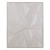 Abstract intersecting line wall art with neutral textured finish in a floating wooden frame