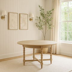 Antoine extendable dining table in limewashed oak, oval shape with turned legs – rustic French country style