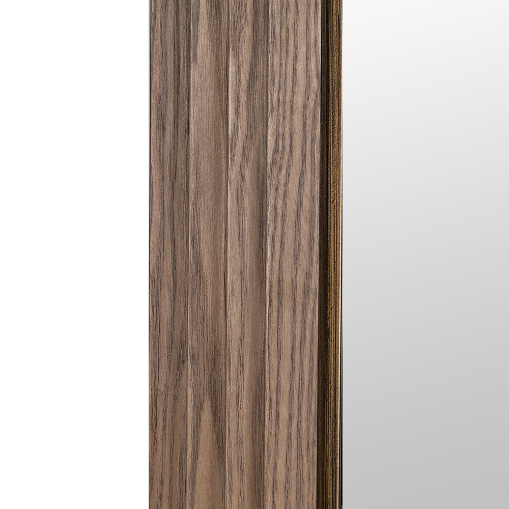Arched ash wood effect full-length mirror – 200cm x 100cm close up wood grain