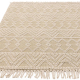 Charles Ted Asra Boho Flat Weave Rug with Tassels | Cream