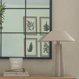 Charles Ted Aurelian Beige Metal Table Lamp on console table