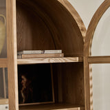 Charles Ted Oslo Arched Elm Wood Display Cabinet with Glass Doors – 5 Shelf Unit