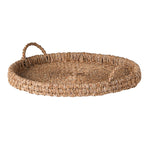 Bali seagrass round serving tray with woven handles