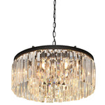 Berkshire Crystal Chandelier with bronze frame and hanging crystal prisms