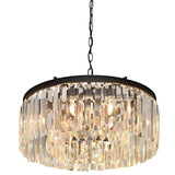 Berkshire Crystal Chandelier with bronze frame and hanging crystal prisms