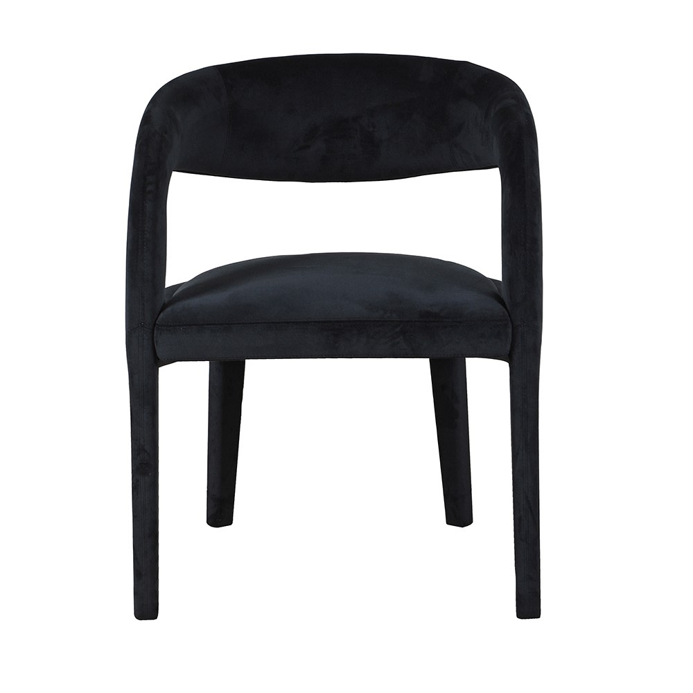 Charles Ted Luna Luxe Black Velvet Dining Chair with Curved Back
