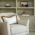 Add texture and warmth to your space with our luxurious bouclé oblong cushion, measuring 30cm x 50cm. This plush decorative pillow features a soft, nubby bouclé fabric in a creamy neutral tone, perfectly complemented by a rich multitonal fringe that adds a refined, earthy touch. Ideal for accenting armchairs, sofas, or bedding, this cushion delivers both comfort and timeless style. Whether your décor leans modern, rustic, or classic, this versatile piece enhances any interior with cozy sophistication.