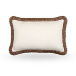 Add texture and warmth to your space with our luxurious bouclé oblong cushion, measuring 30cm x 50cm. This plush decorative pillow features a soft, nubby bouclé fabric in a creamy neutral tone, perfectly complemented by a rich multi tonal fringe that adds a refined, earthy touch. Ideal for accenting armchairs, sofas, or bedding, this cushion delivers both comfort and timeless style. Whether your décor leans modern, rustic, or classic, this versatile piece enhances any interior with cosy sophistication.