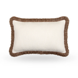 Add texture and warmth to your space with our luxurious bouclé oblong cushion, measuring 30cm x 50cm. This plush decorative pillow features a soft, nubby bouclé fabric in a creamy neutral tone, perfectly complemented by a rich multi tonal fringe that adds a refined, earthy touch. Ideal for accenting armchairs, sofas, or bedding, this cushion delivers both comfort and timeless style. Whether your décor leans modern, rustic, or classic, this versatile piece enhances any interior with cosy sophistication.