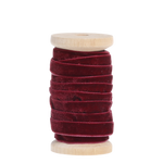 Burgundy velvet ribbon on wooden spool, 5m x 1.5cm for crafts, sewing, and gift wrapping
