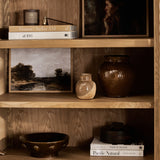 Charles Ted Oslo Arched Elm Wood Display Cabinet with Glass Doors – 5 Shelf Unit