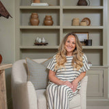 Charles Ted Geometric Black, Beige & Mustard Cushion with Amber Piping