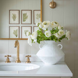 Charles Ted Arlo White Ceramic Vase with Handles – Modern Geometric Decorative Accent