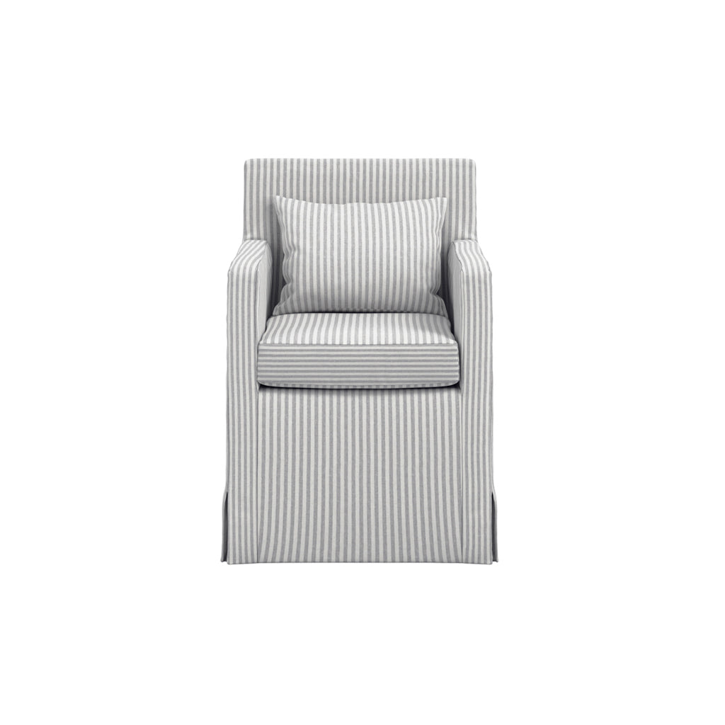CTH Studio Loose Cover Dining Chair | Grey Stripe