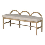 Camille Curved Back Wooden Upholstered Bench angled view