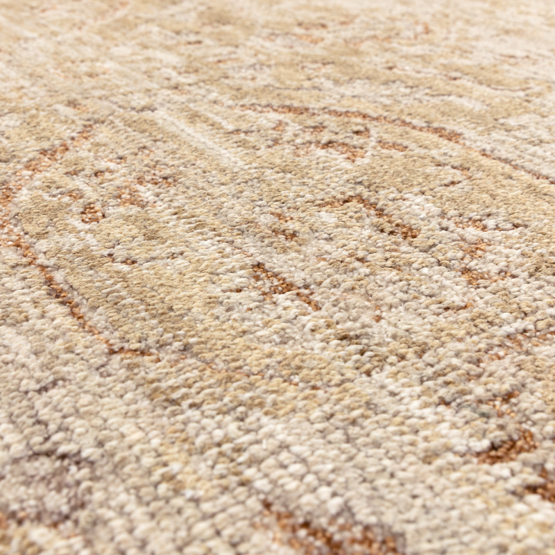 Cappadocia Rug – full view of vintage-inspired high-low pile rug with neutral tones close up