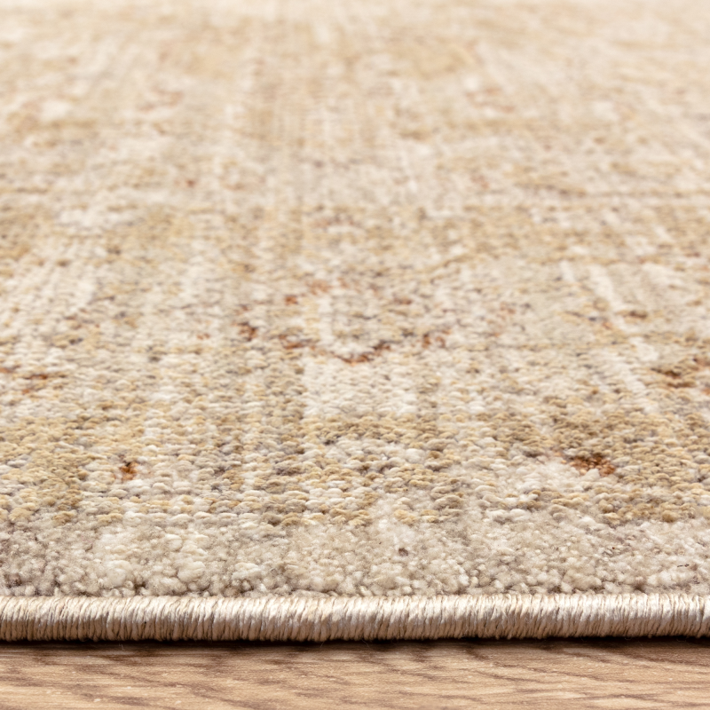 Cappadocia Rug – full view of vintage-inspired high-low pile rug with neutral tones edge