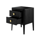 Charles Ted Carmen Dark Stained Solid Oak Bedside Table | Two Drawer
