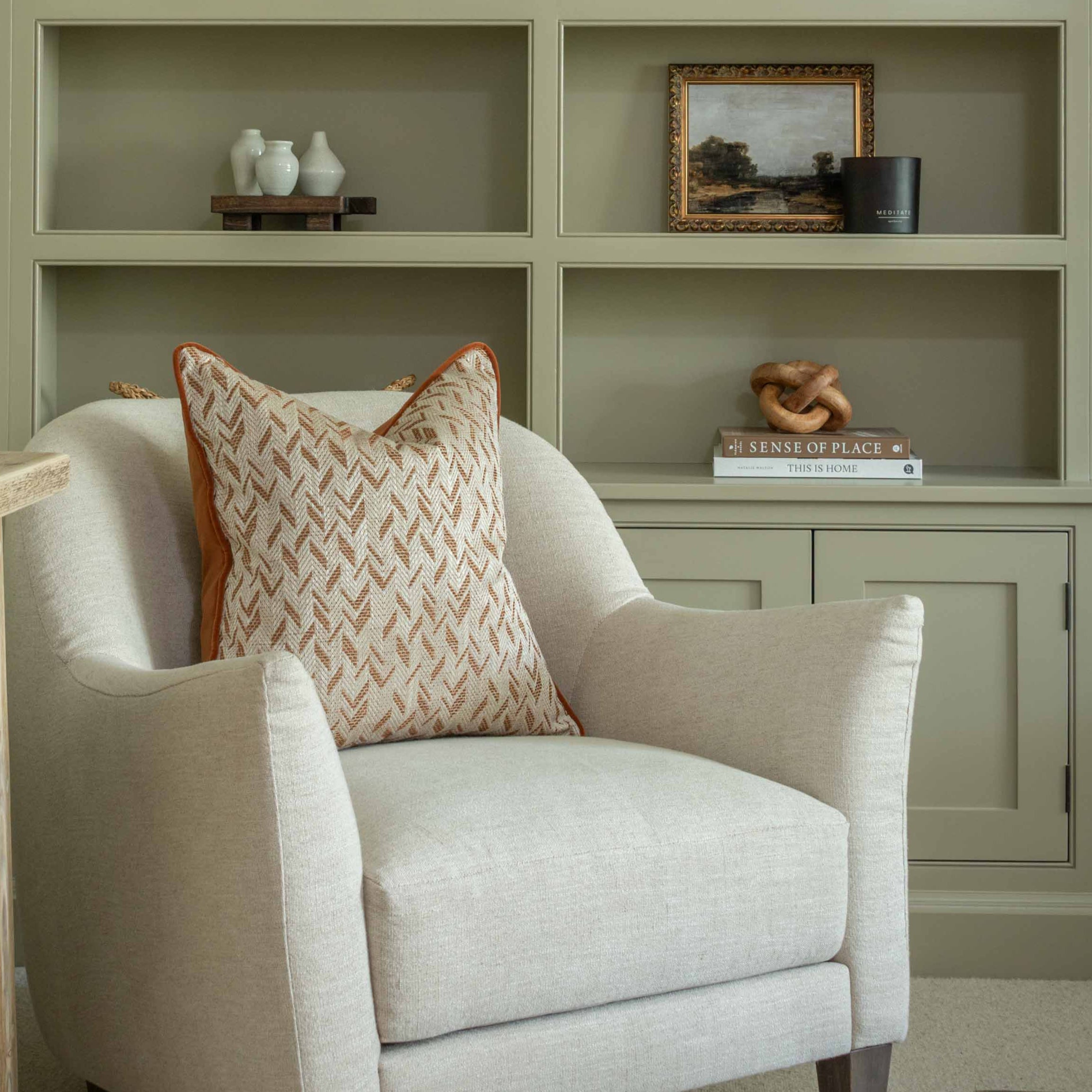 Add warmth and refined texture to your space with our Carnelian Velvet Piped Cushion. Measuring 50cm x 50cm, this beautifully crafted cushion features a rich russet tone and is piped and backed in our luxurious Carnelian velvet, offering a timeless and elegant finish.
Perfect for layering, this cushion pairs effortlessly with our Boucle or Almond cushions. Complete the look with our solid Carnelian velvet cushion for a harmonious and inviting arrangement.