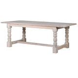 Charles Ted Arlington Rustic Farmhouse Old Pine Wooden Dining Table | Limewashed Finish