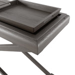 Grey Weathered Oak Console Table with Decorative Tray