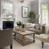 This stylish coffee table is crafted from beautiful weathered reclaimed pine. The balustrade leg detail adds timeless charm to any living area. Perfect for any modern or rustic décor.