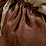 Close up of the plush velvet and sturdy drawstring