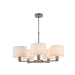 Charles Ted Ferndale Bronze Pendant Light with five natural linen shades