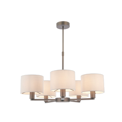 Charles Ted Ferndale Bronze Pendant Light with five natural linen shades