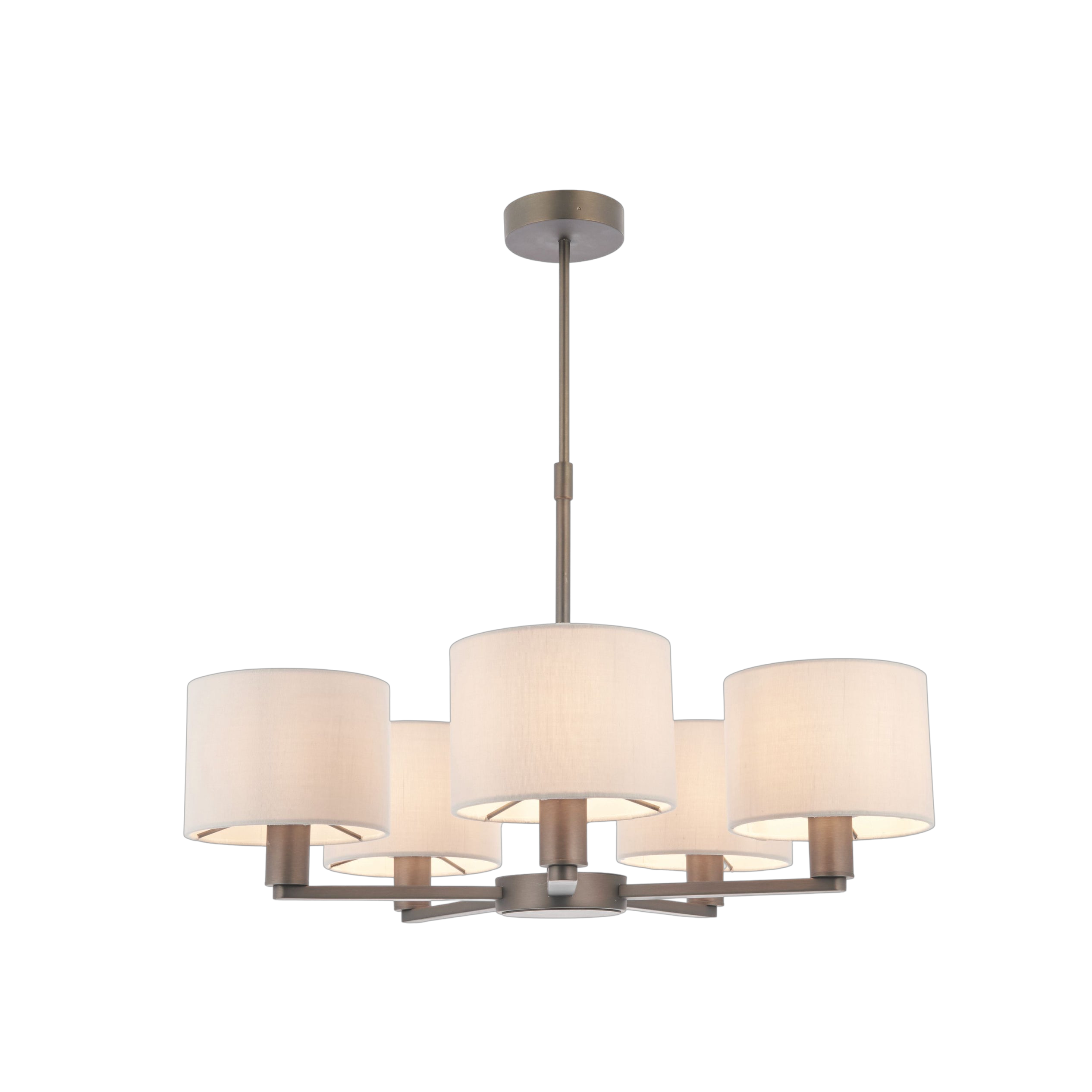 Charles Ted Ferndale Bronze Pendant Light with five natural linen shades